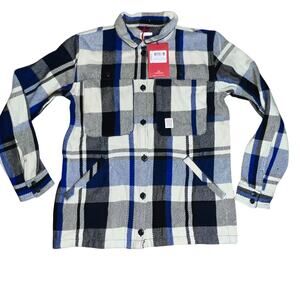 TOPO DESIGNS WOMENS BLUE PLAID MOUNTAIN FLANNEL LONG SLEEVE SIZE MEDIUM NWT